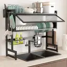 Dish Drying Rack, Over The Sink Dish Drainer Drying Rack 2 Tier Dish Rack wit...