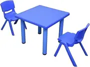 Kid's Adjustable Square Table Chair 3pc Set-1x Blue Table 2X Blue Chairs