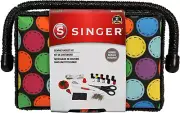 SINGER Polka Dot Small Sewing Basket with Sewing Kit Accessories Size Name:1-...