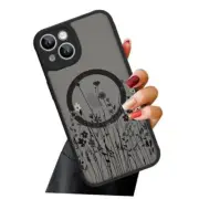 Magnetic for [Compatible with iPhone 14 Plus Case A- -Black WildFlower