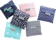 AIMALL 6-Pack Nylon Reusable Foldable Recycle Grocery Shopping Carry Bags Tote Handbags, Compact for Easy Storage, Durable Handbags for Everyday Use