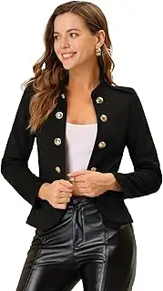 [Allegra K] Women's Faux Suede Casual Steampunk Button Open Front Jacket