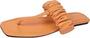 [Generic] Women Flat Sliders Summer Beach Fashion Cute Bowtie Bride Square Open Toe Hoilday Sandals Mules Slippers Flip Flops (Q Orange 6.5 UK)