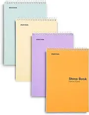 Mintra Office Steno Book - 6x9 - Pastel Colors 4 Pads/Pack Narrow Ruled-Paper (Assorted Color Covers) 70 Sheets - - Notebook for Writing Notes in School, University, College, Work, Office