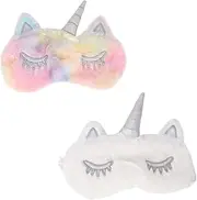 HAMPPLIES 2pcs Plush Unicorn Sleeping Eye Masks Lovely Cartoon Eye Patches for Soft Shading Blindfolds to Block Light Sleep Aid for Relaxation and