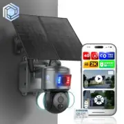 4G Security Camera Dual Solar Panel 2 Cams 2K 24/7 Outdoor Battery 128GB Remote