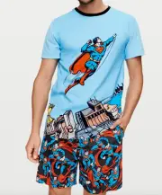 NEW PETER ALEXANDER SUPERMAN PJ TOP TEE + SHORTS SET RRP$119 MENS XXL