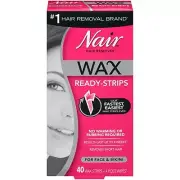 Nair Hair Remover Wax Ready-Strips for Face & Bikini 40 CT