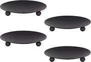 4PCS Iron Candle Holders, Decorative Iron Candle Holders, 4.3'' x 0.78'', Candle Holder Base for LED and Candles, Incense Cones, spas, Trays,Wedding, Christmas and Catering Decorations (Matte Black)