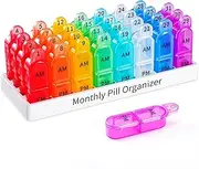 Daviky Monthly Pill Organizer 2 Times a Day, 30 Day AM PM Pill Box for Vitamins, Supplements and Medication