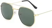 [Sibeg] Round Sunglasses For Women Men 2024 New Classic Small Frame Alloy Mirror Sun Glasses Vintage Eyeglass, Green