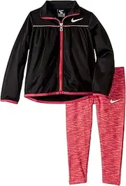 [Nike] Little Girls' Tricot Zip Jacket and Leggings 2 Piece Set (Rush Pink(16F478-A4Y)/Black, 12 Months)