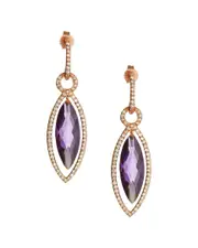 Genevive 14K Rose Over Silver CZ Earrings