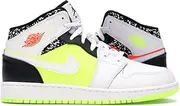 [Jordan] Youth Air 1 Mid GS 554725 870 Notebook - Size 4.5Y, Hyper Crimson/Volt-white-black, 4.5 Big Kid