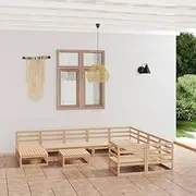 11 Piece Garden Lounge Set Solid Pinewood Patio Bar Sets