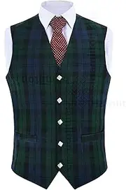 [Hamilton Kilts] Tartan Vest with Thistle Buttons Scottish Traditional Highland Waistcoat dress Party Wedding Attire