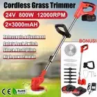 Cordless Grass Trimmer Lawn Grass Brush Cutter Blade Whipper Snipper W/2 battery
