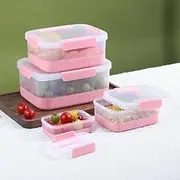 BoxedHome 4-Piece Storage Container Set with Silicone Seal, Secure Clips & Lids - Waterproof & Airtight Lid, BPA-Free, Food Storage Containers Set, Ideal for Meal Preparation & Storage (Pink)