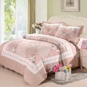 Quilted Queen/King Size Cotton Coverlet Bedspread Set Pink