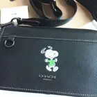 Coach Ce710 Peanuts Collaboration Snoopy Leather Crossbody Shoulder Bag Black