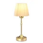 Cordless LED Metal Table Lamp, Portable Fabric Shade Desk Lamp, 3-Level Gold