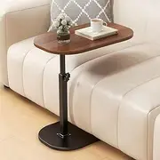 Hbluefat C Shaped Side Table, Adjustable Height C Shaped Bedside End Table, 360°Swivel Couch Side Tables, Modern Small Rotating Tabletop Coffee C Table for Home Office (Walnut+Black)