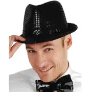 Trilby Fedora Hat - Black Sequin