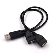 USB 2.0 A 1 male to 2 Dual USB Female Data Hub Power Adapter Y Splitter USB Charging Power Cable Cord Extension Cable