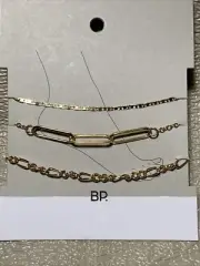 Nordstrom BP. Goldtone Chain Anklets NEW Costume Jewelry Set Of 3