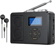Portable Cassette Player with FM Radio, USB, Built-in Speakers, MP3 Converter, Rechargeable Battery