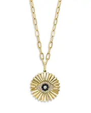 Bloomingdale's Fine Collection Blue Sapphire & Diamond Evil Eye Pendant Necklace in 14K Yellow Gold, 18