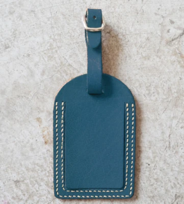 cow Leather travel luggage baggage ID name card tag case holder bag blue 838