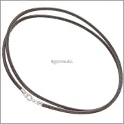 18" Sterling Silver Brown Braided Cotton Wax Cord 2mm #51626