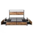 Levede Queen Bed Frame Rgb Led 4 Drawers Usb mdf Queen Bed Frames