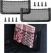 Kewucn 2 PCS Car Storage Net Bag, ABS Plastic Frame Auto Mesh Net Holder with Secure Screws, Universal Vehicle Seatback Net Pocket Organizer Acessories for Automotive RV Home (Medium)