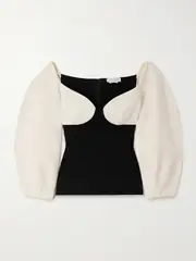 [Gabriela Hearst] Gabriela Hearst - Enoch Wool-crepe And Silk Cropped Top - Black - IT44 IT 44 Black
