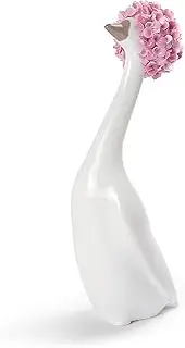 [LLADRÓ] Goossiping Goose Figurine. Pink. Porcelain Goose Figure.