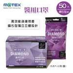 MOTEX摩戴舒．鑽石型醫用口罩(紫色系，5片*10包/盒) (L/16.5*9.5CM)