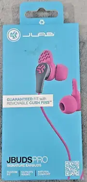 JLab JBuds Pro Signature Pink Earbuds Custom Fit Universal Mic & Controls, New