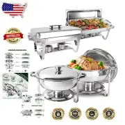 Complete 4 Pack Chafer Set - 8QT Rectangular & 5QT Round for Catering Events