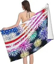 JBYJBX Patriotic 4th of July American Flag Print Beach Towel Quick Dry Sandproof Microfiber Beach Bath Towel for Travel Pool Camping