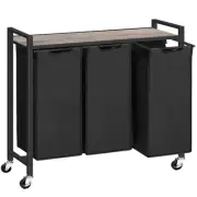 Laundry Sorter 3 Section, Laundry Hamper with Wheels, 3 × 11.5 Gal (43.4L), R...