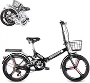 Folding Adult Bicycle, 20-inch 6-Speed Variable Speed Integrated Wheel, Free Installation Commuter Bicycle, Adjustable and Comfortable Seat Cushion