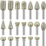 20pcs Diamond Grinding Burr Drill Bits 3mm Grinding Diameter For Rotary Tool