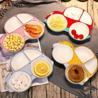 在飛比找樂天市場購物網優惠-兒童陶瓷餐具創意卡通汽車碗可愛分格盤寶寶家用輔食點心碗配叉勺