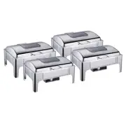 SOGA 4X 9L Stainless Steel Food Warmer Roll Top Chafer Restaurant Chafing Dish