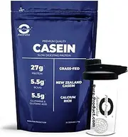 Pure Product Australia - 100% Casein Protein Powder - NZ Micellar Casein - Grass-Fed - Calcium Rich - 27g Protein per serve - 10kg (300 Servings) - Unflavoured + Glass shaker