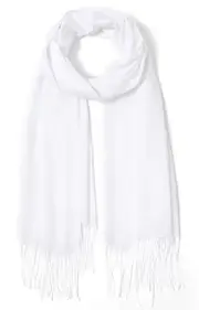 Pashmina Shawls and Wraps Large Scarfs for Women Wedding Party Pure White