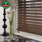New 50mm Basswood Timber Venetian Blinds 60cm - 240cm - Walnut colour