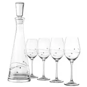 Barski-Sparkle 5 Pc. Wine Set, Decanter and 4 Glass, Decanter: 33 oz.